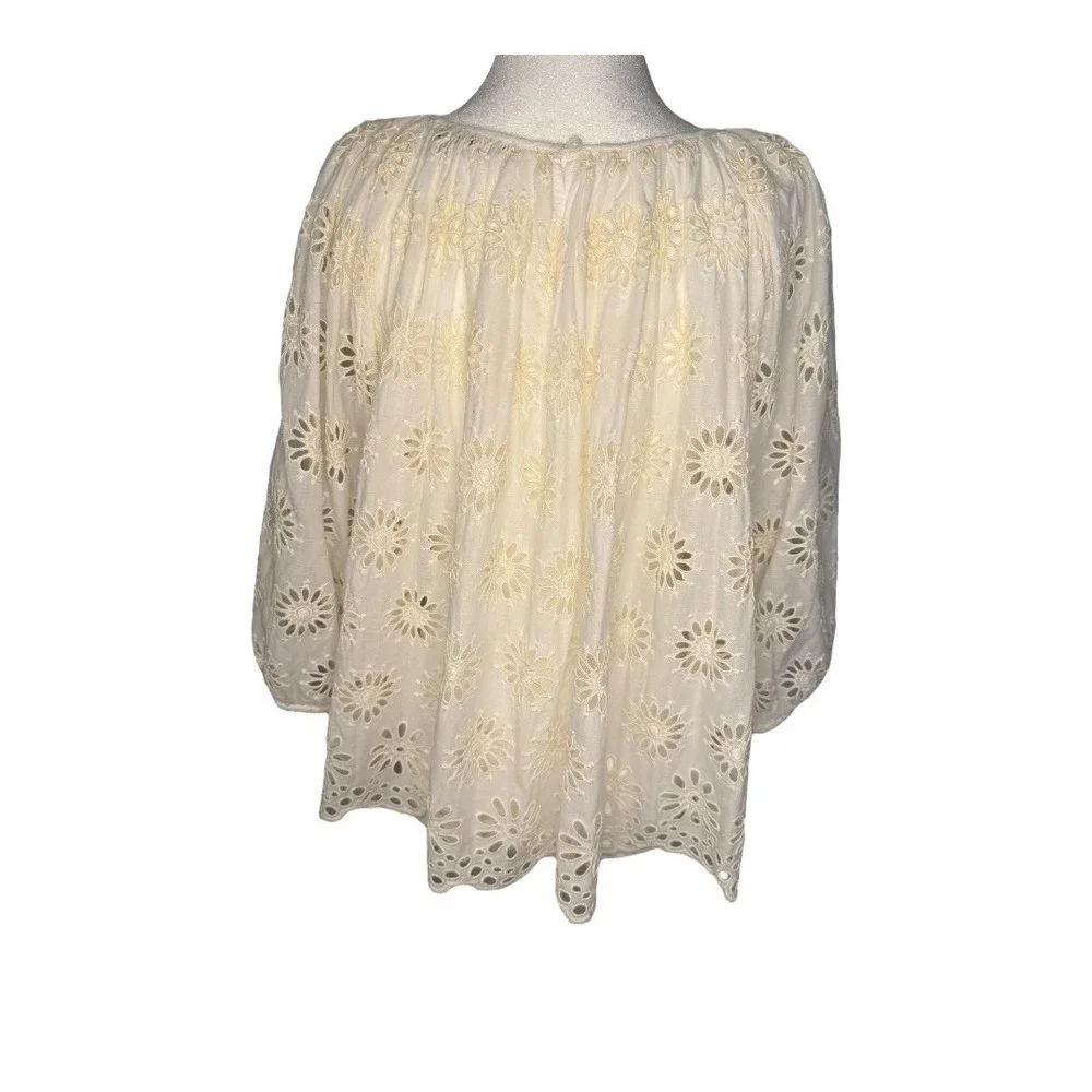 Madewell Cream Eyelet Puff Sleeve Blouse